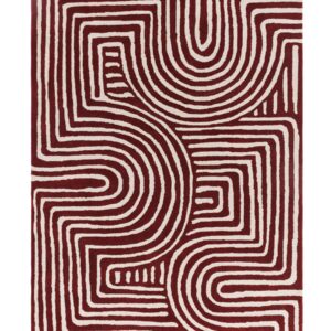 Abstract Swirl deep red wool medium rug