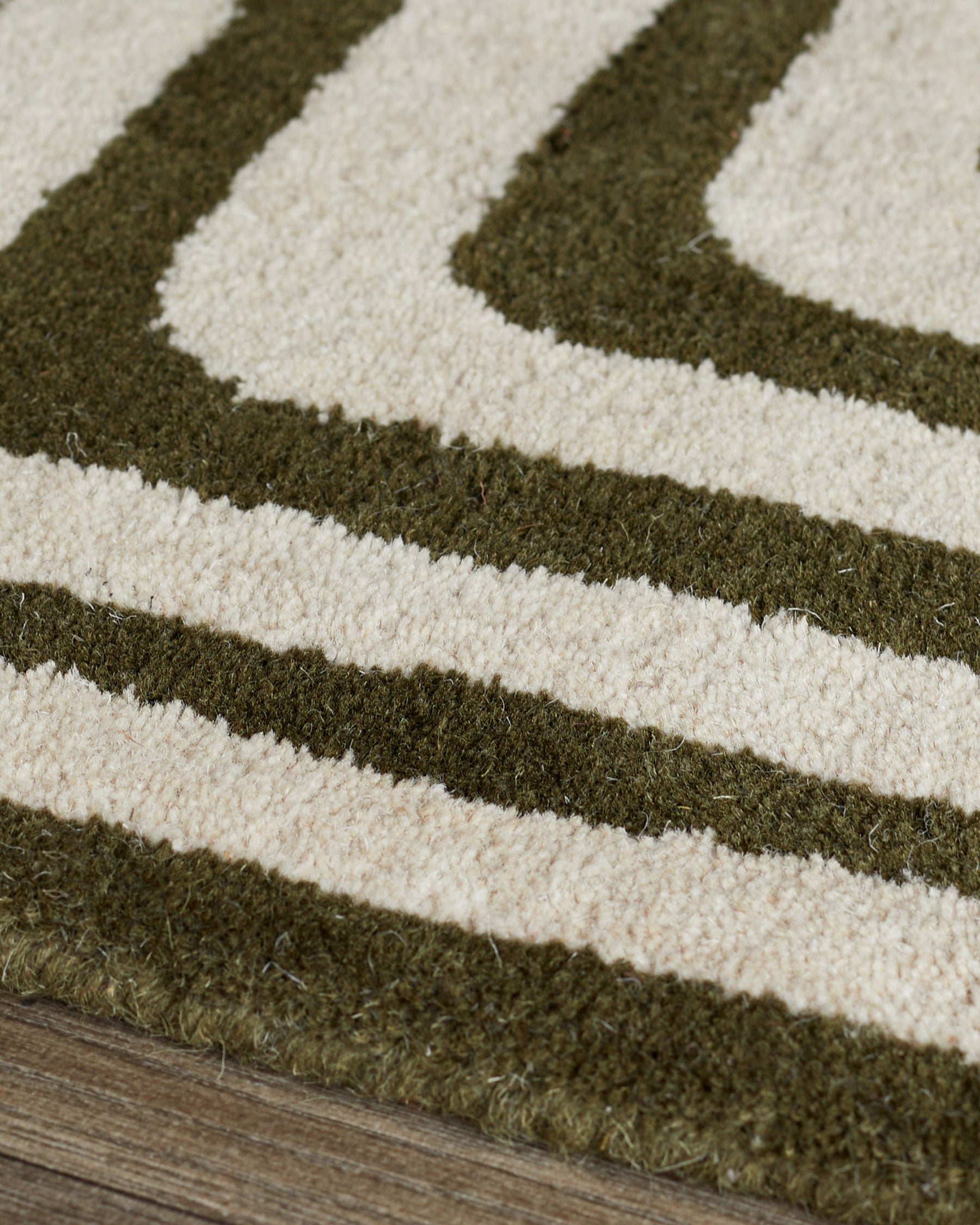 Abstract Swirl dark green wool large rug - Image 6