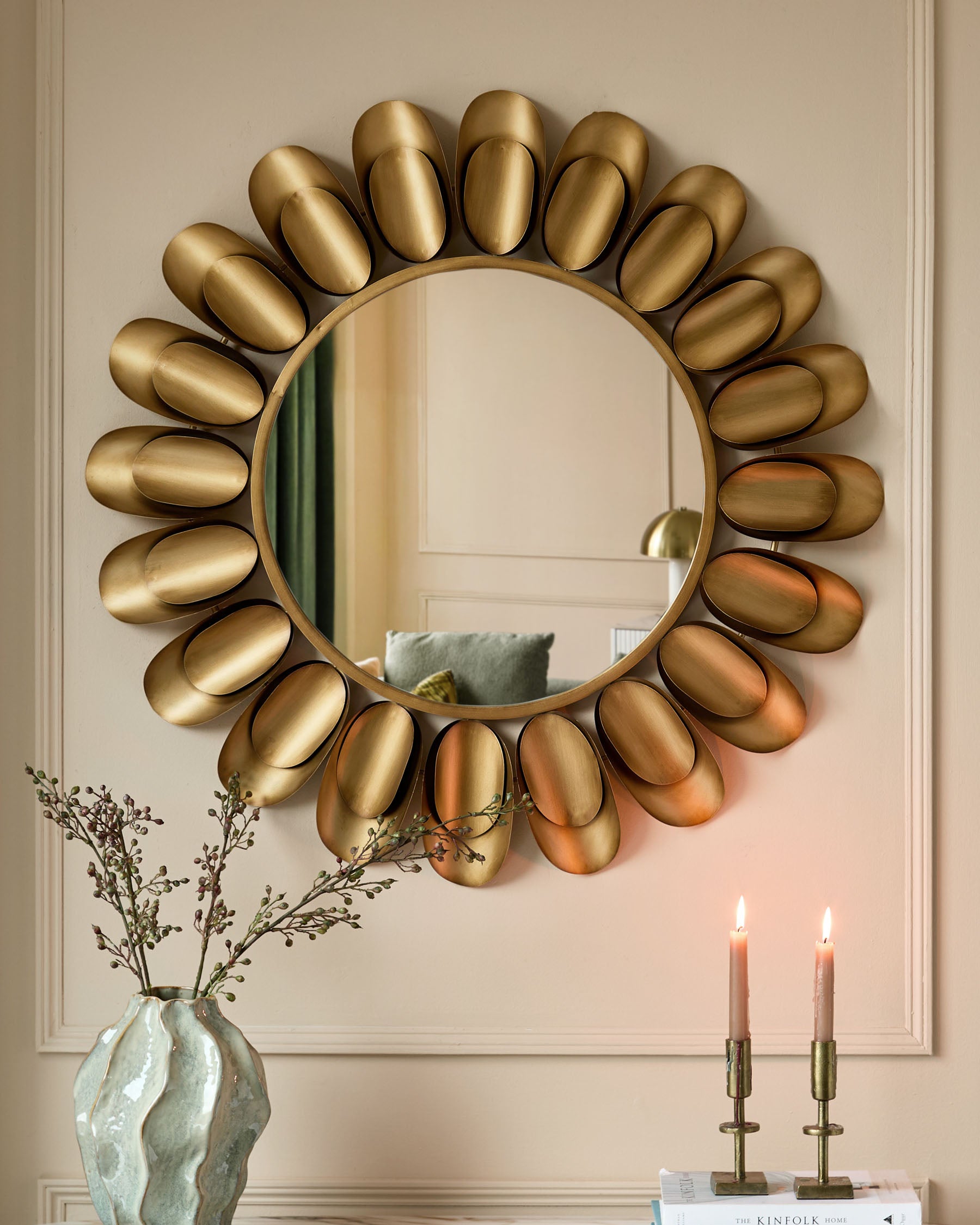 Arani gold round wall mirror - Image 2