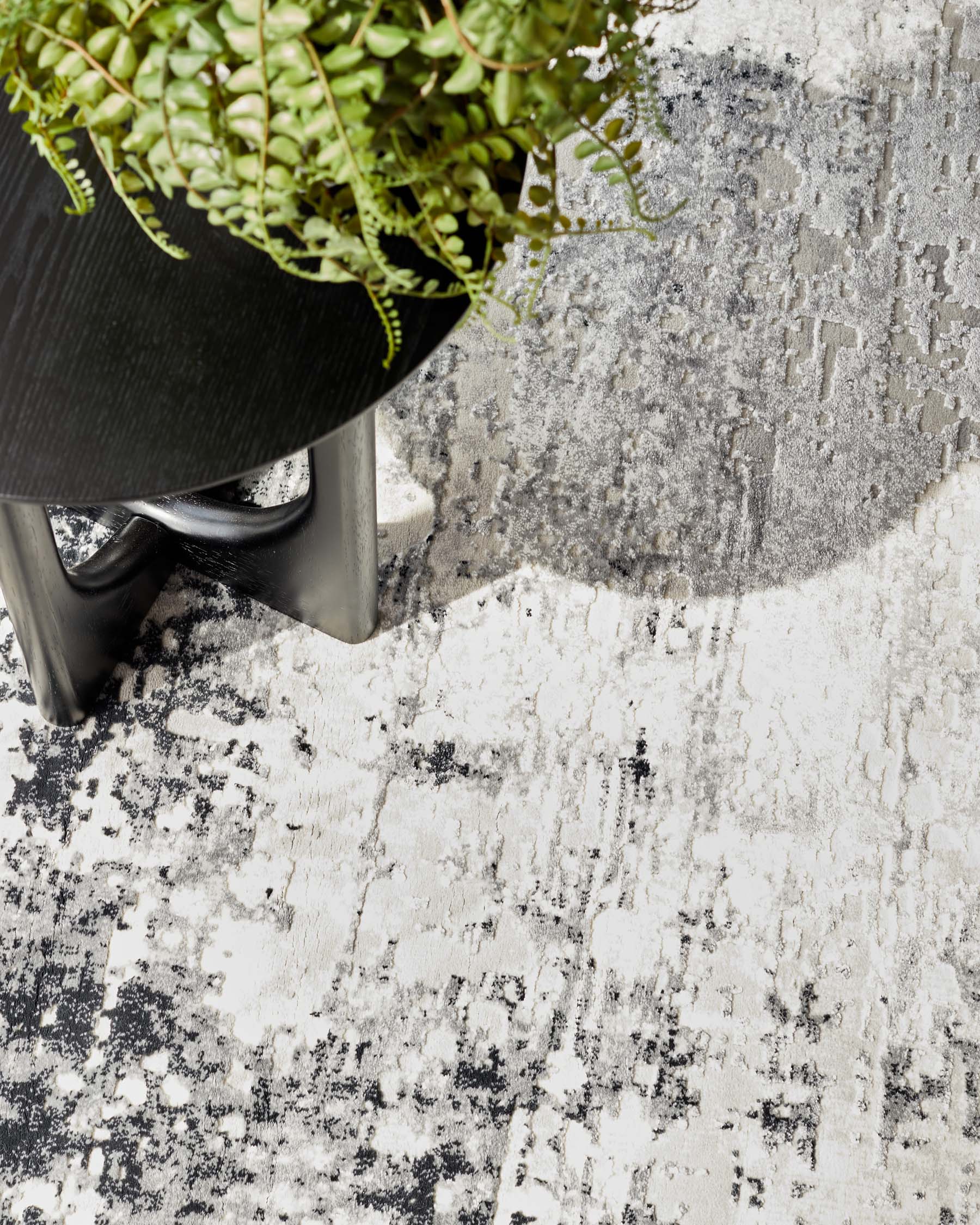 Distressed dark grey textured large rug - Image 3