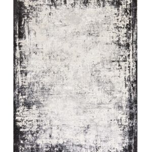 Distressed dark grey textured large rug