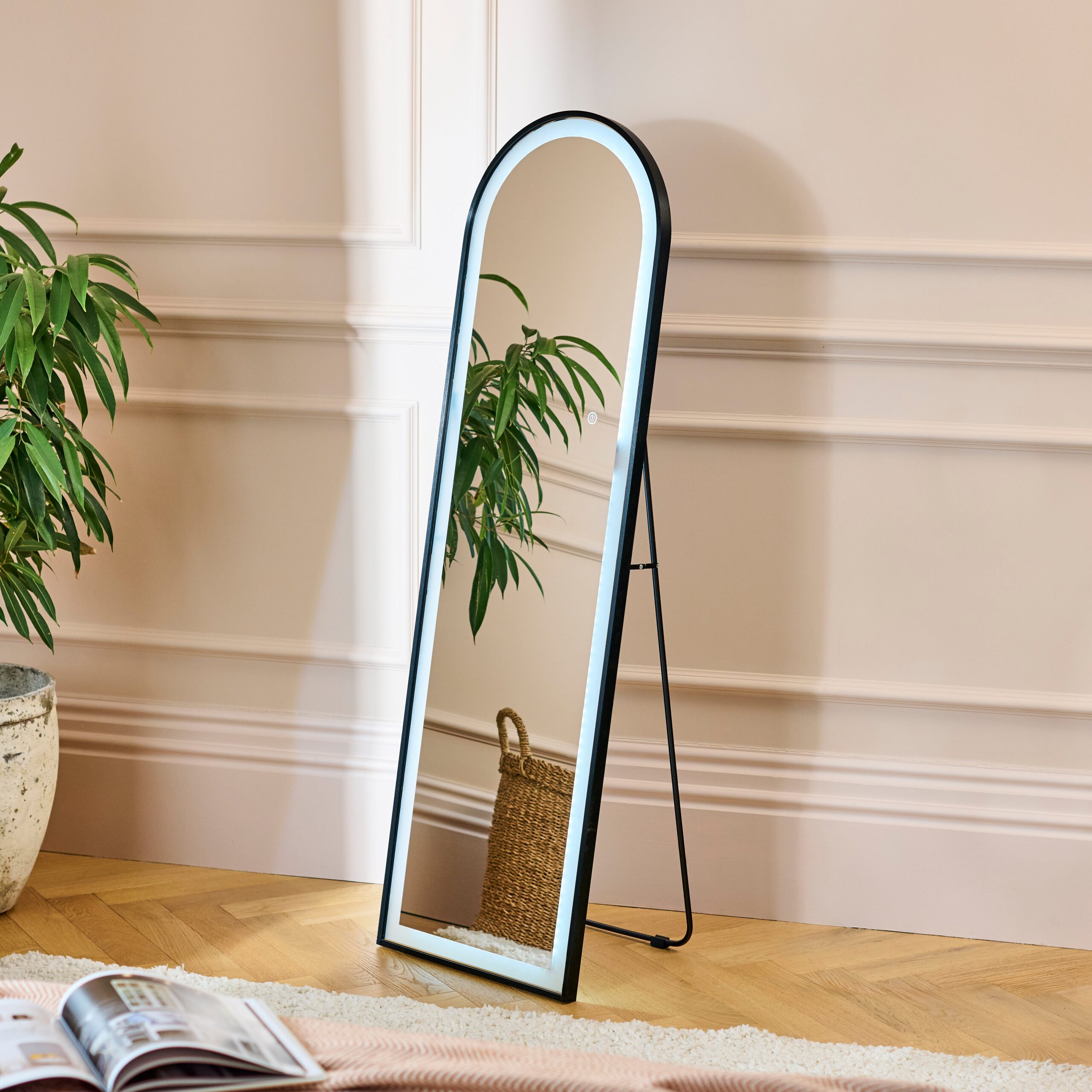 Ingham 145x45cm LED Arch Mirror - Black - Image 3
