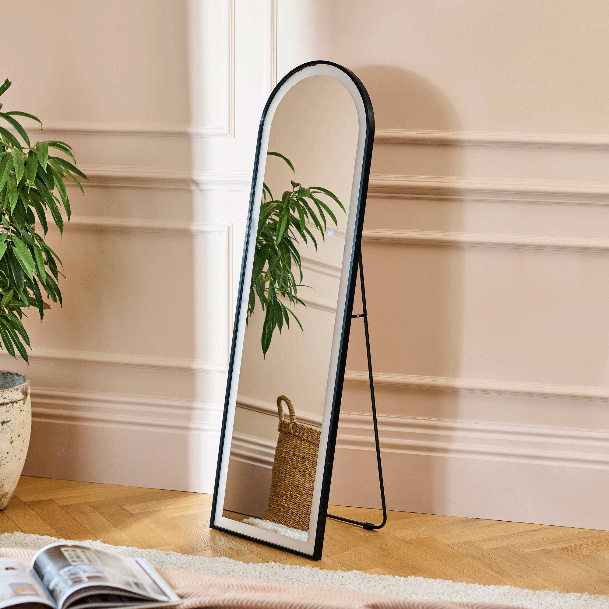 Ingham 145x45cm LED Arch Mirror - Black - Image 2