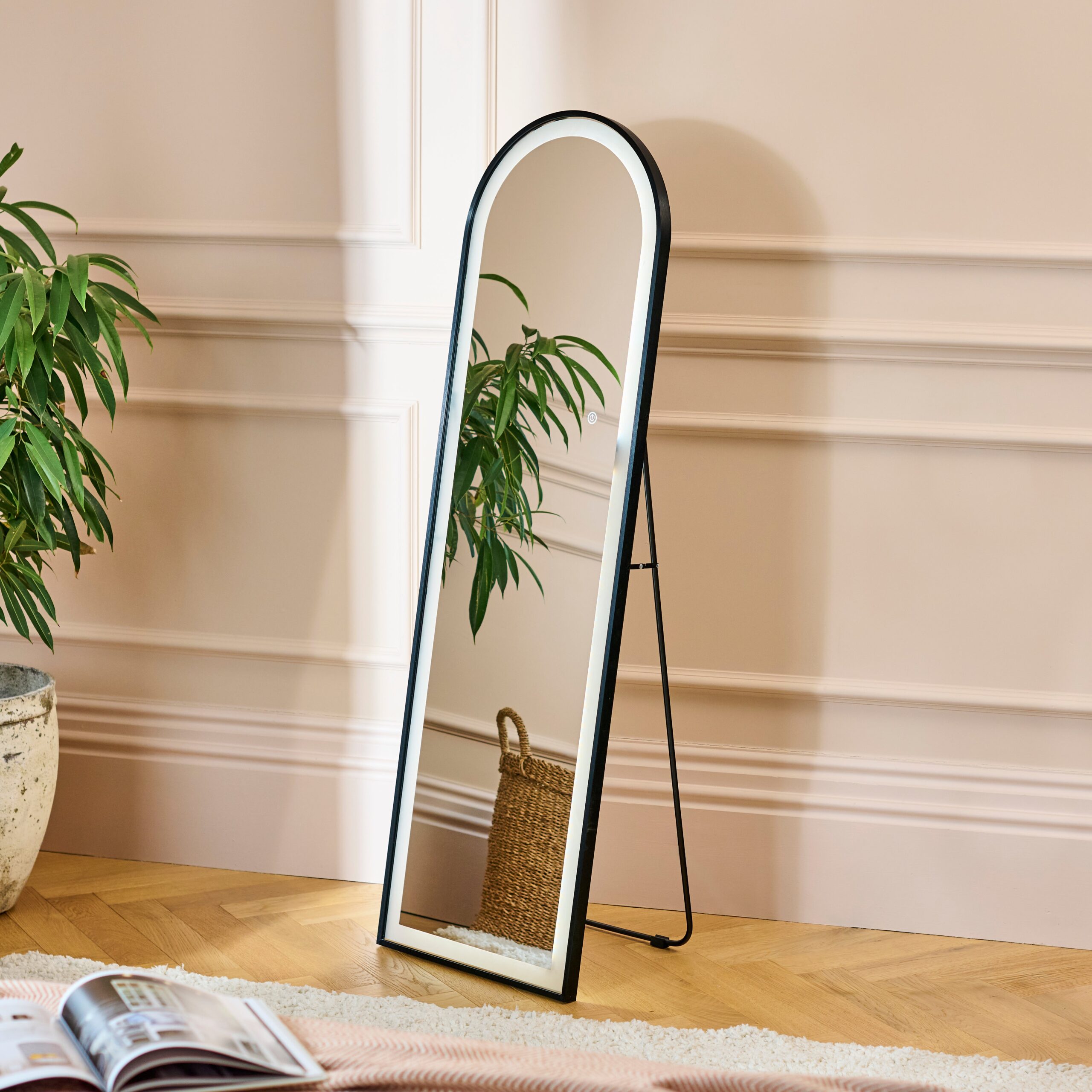 Ingham 145x45cm LED Arch Mirror - Black - Image 5
