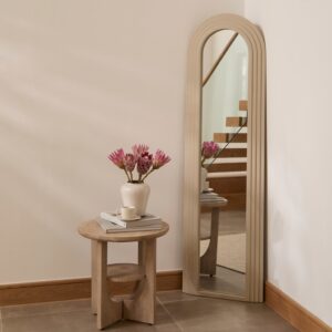 Kubu 170 x 50cm Wooden Arch Mirror - Taupe