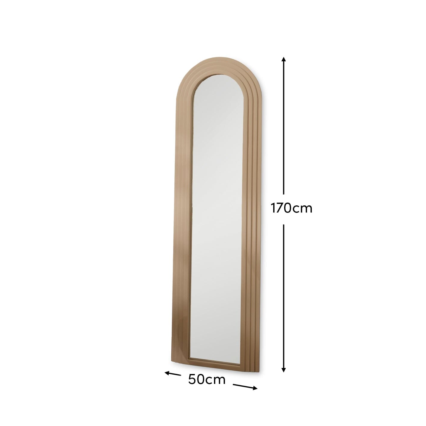 Kubu 170 x 50cm Wooden Arch Mirror - Taupe - Image 7
