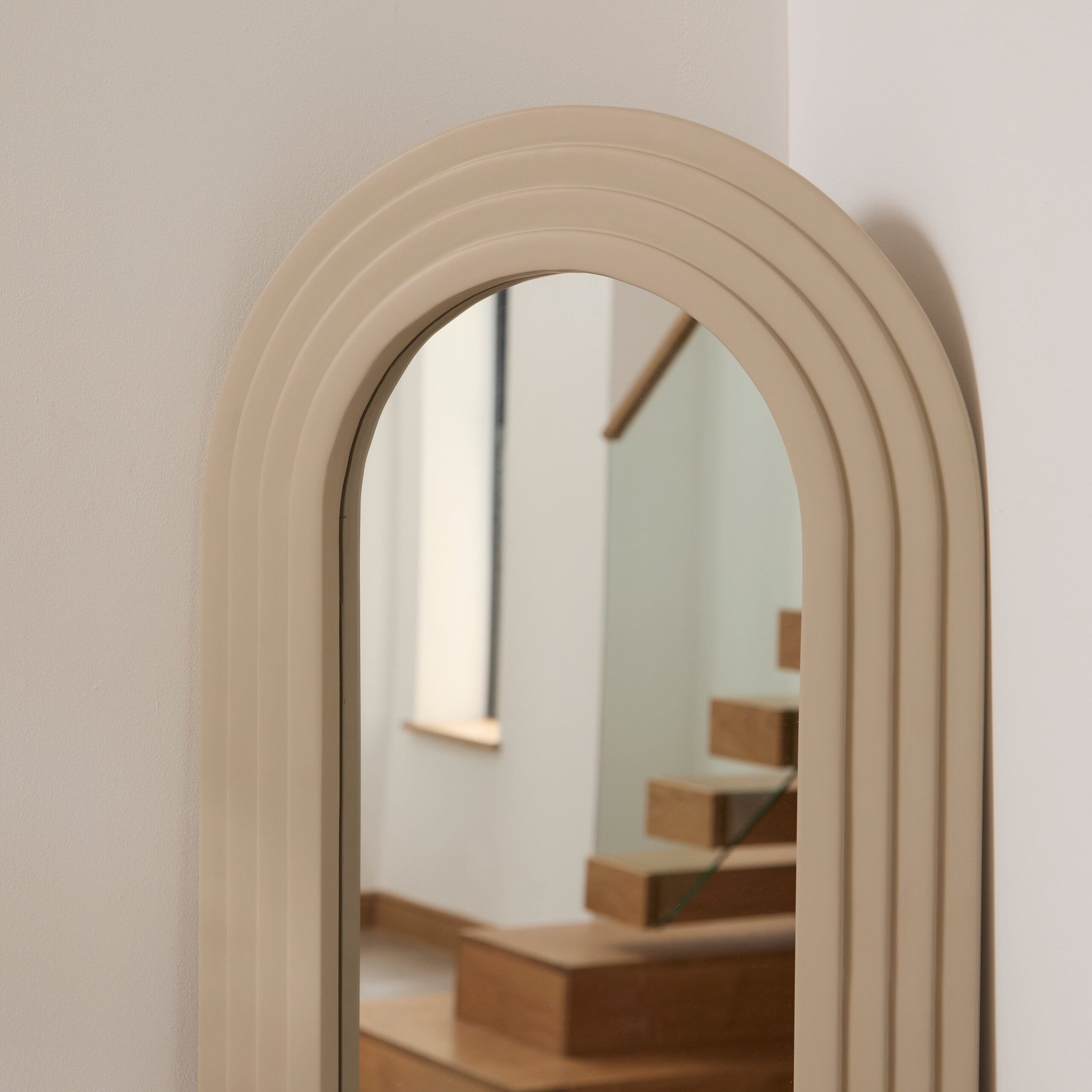 Kubu 170 x 50cm Wooden Arch Mirror - Taupe - Image 3