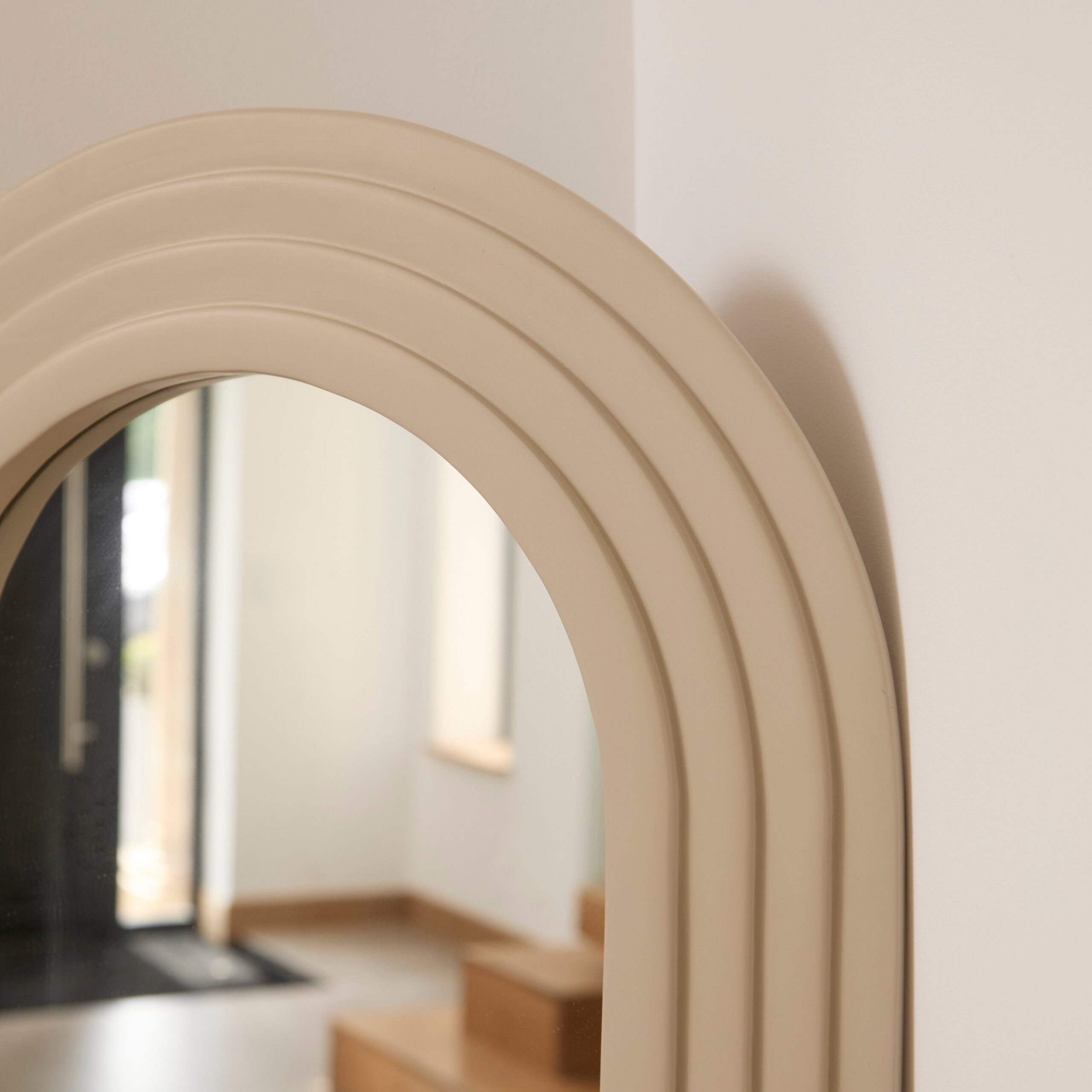 Kubu 170 x 50cm Wooden Arch Mirror - Taupe - Image 4