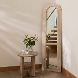 Kubu 170 x 50cm Wooden Arch Mirror - Whitewash