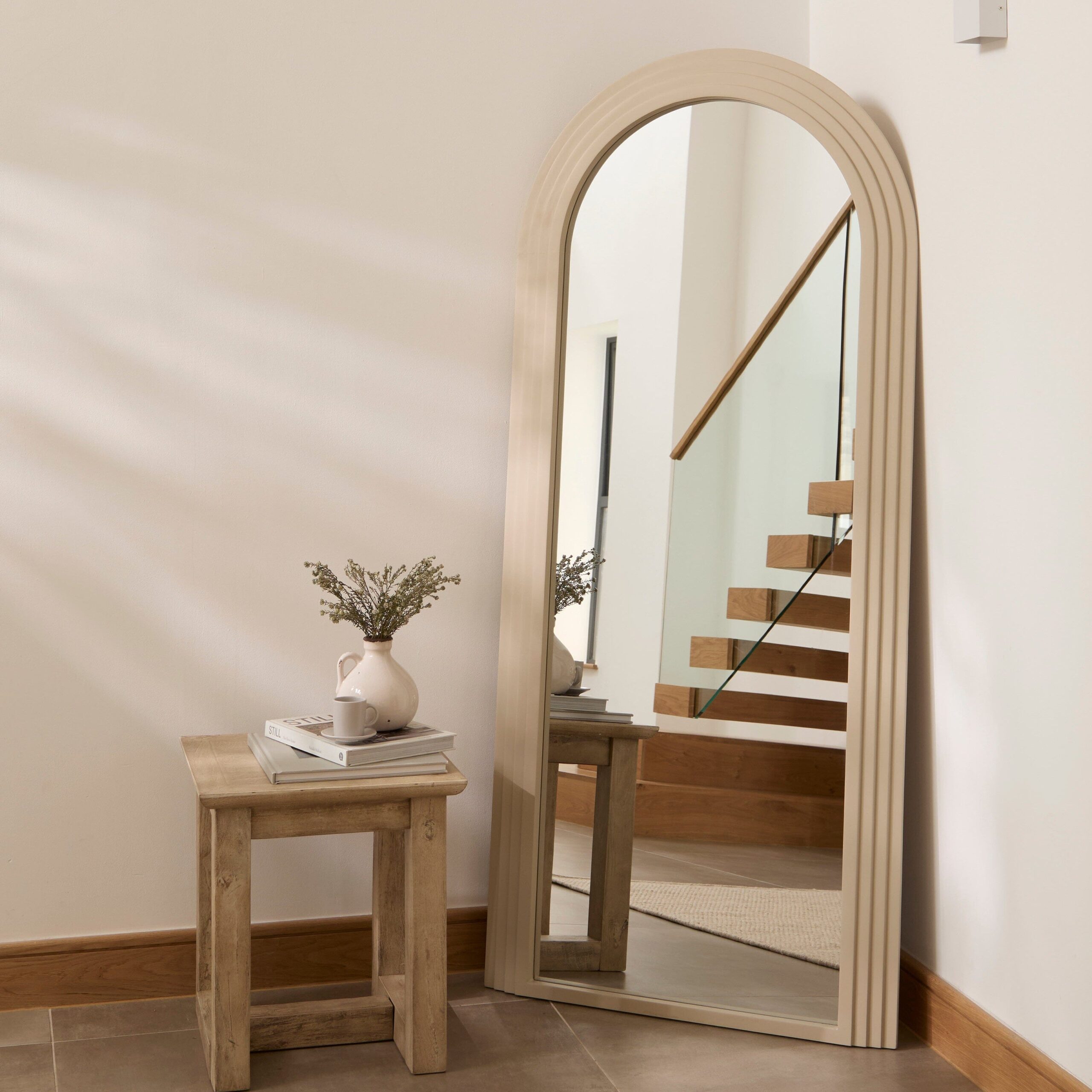 Kubu 180 x 80cm Wooden Arch Mirror - Taupe