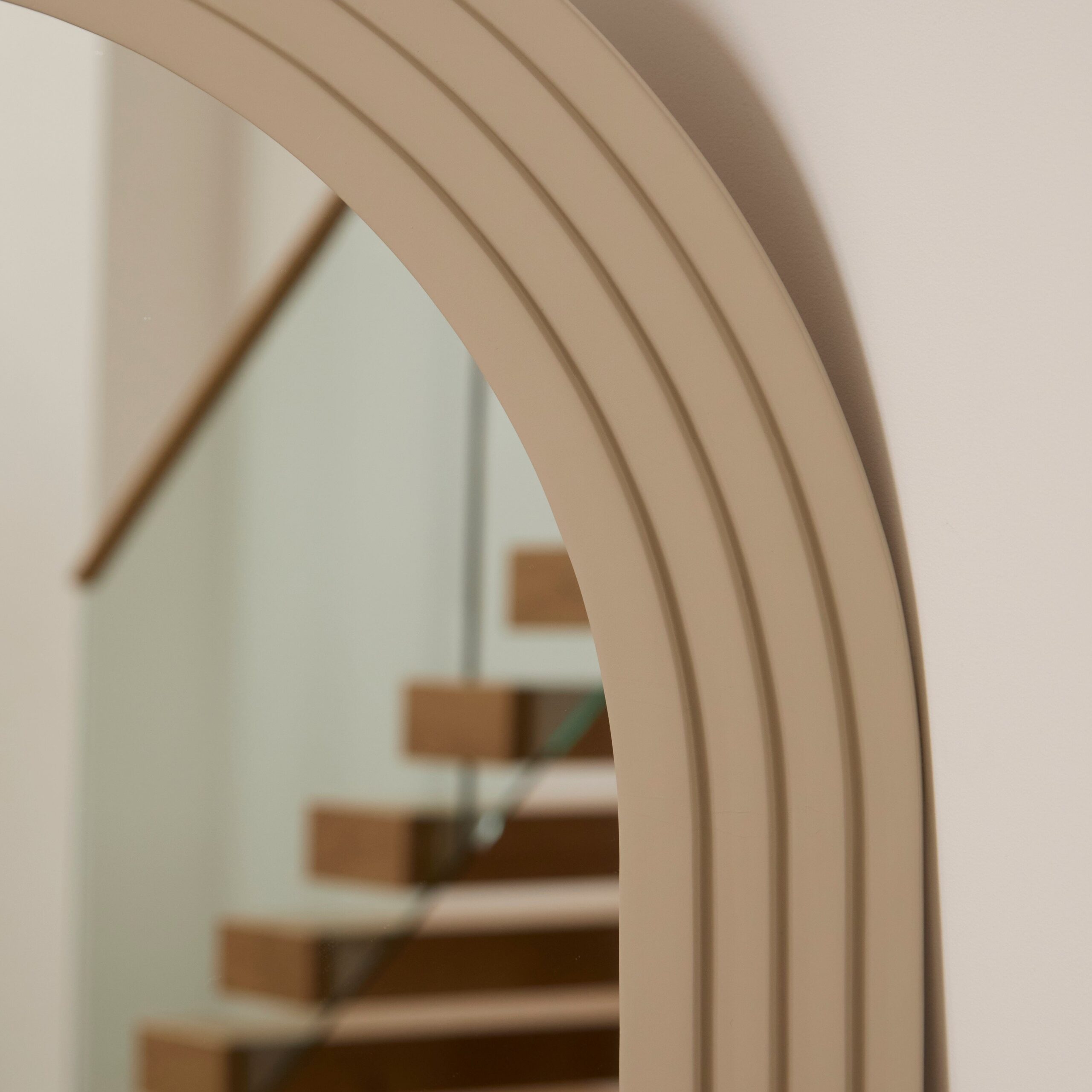 Kubu 180 x 80cm Wooden Arch Mirror - Taupe - Image 4