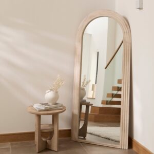 Kubu 180 x 80cm Wooden Arch Mirror - Whitewash
