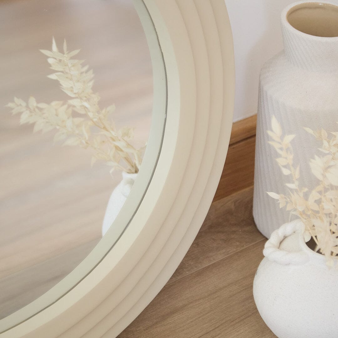Kubu 70cm Wooden Round Mirror - Taupe - Image 3