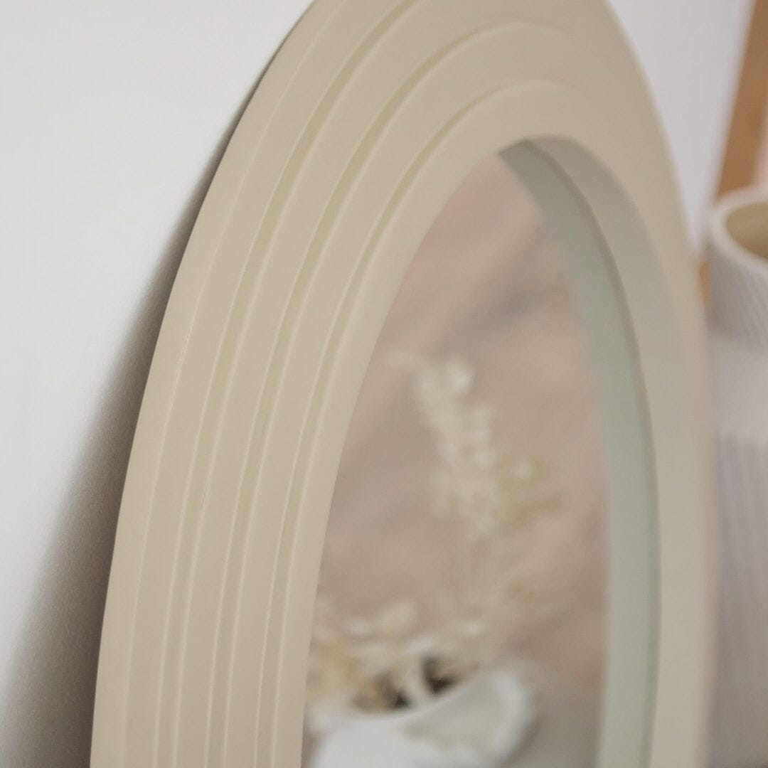 Kubu 70cm Wooden Round Mirror - Taupe - Image 2