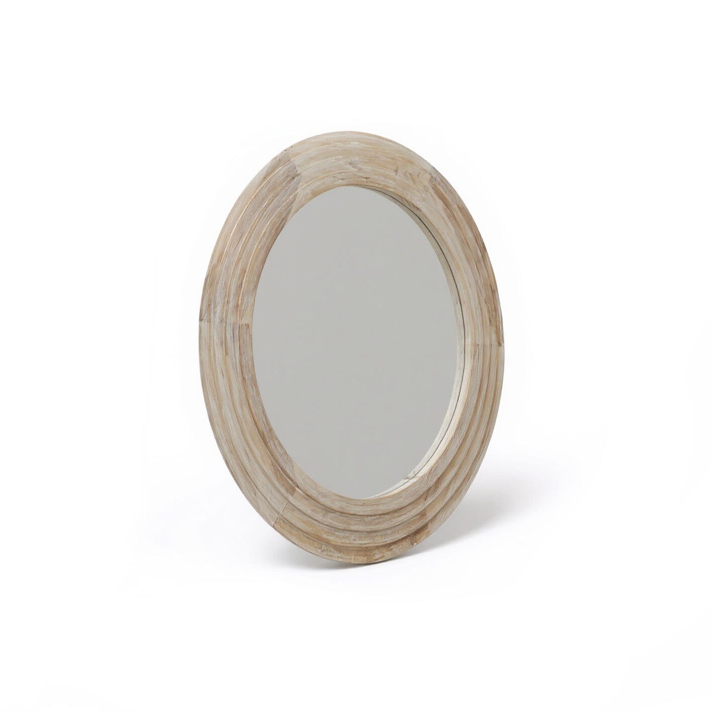 Kubu 70cm Wooden Round Mirror - Whitewash - Image 7