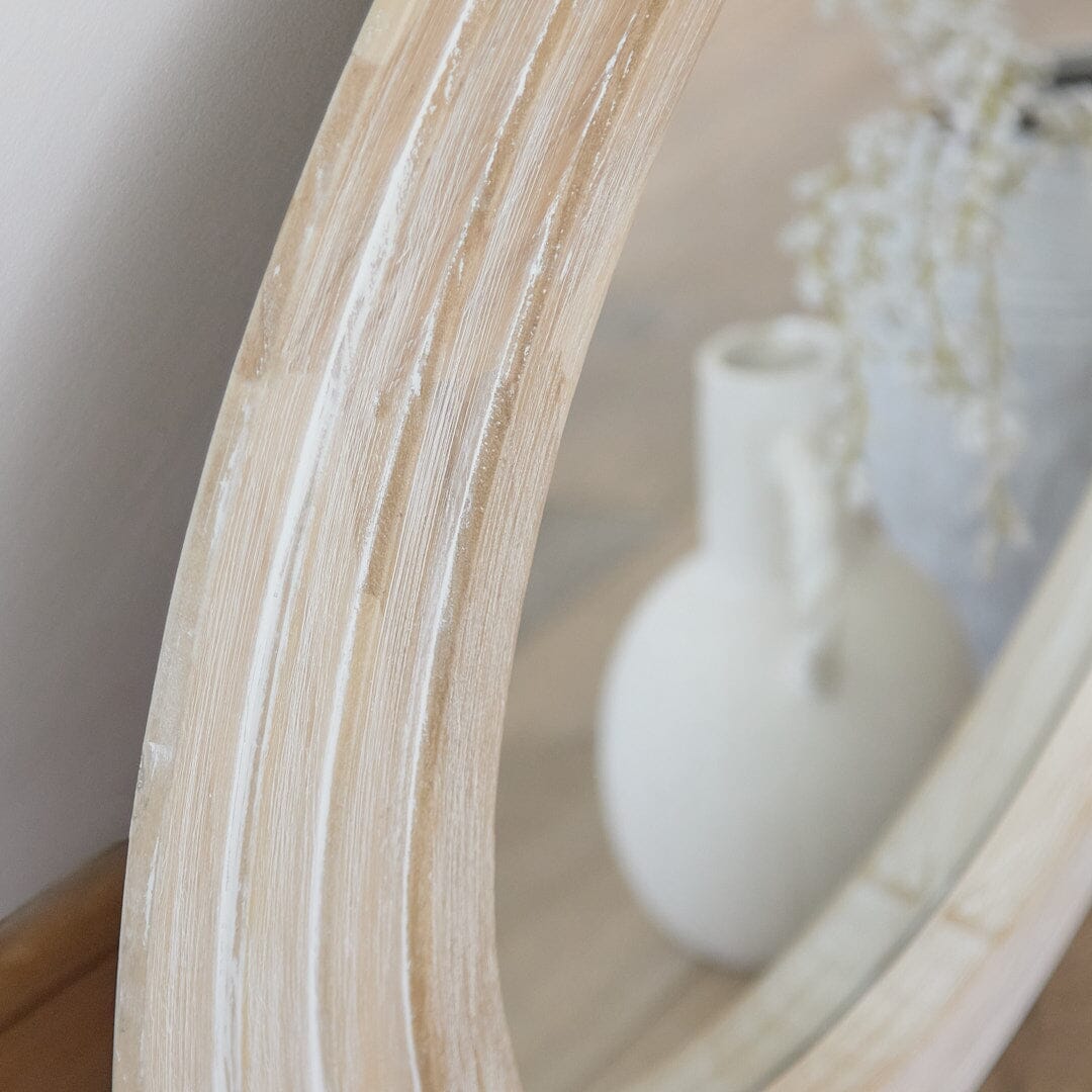 Kubu 70cm Wooden Round Mirror - Whitewash - Image 6