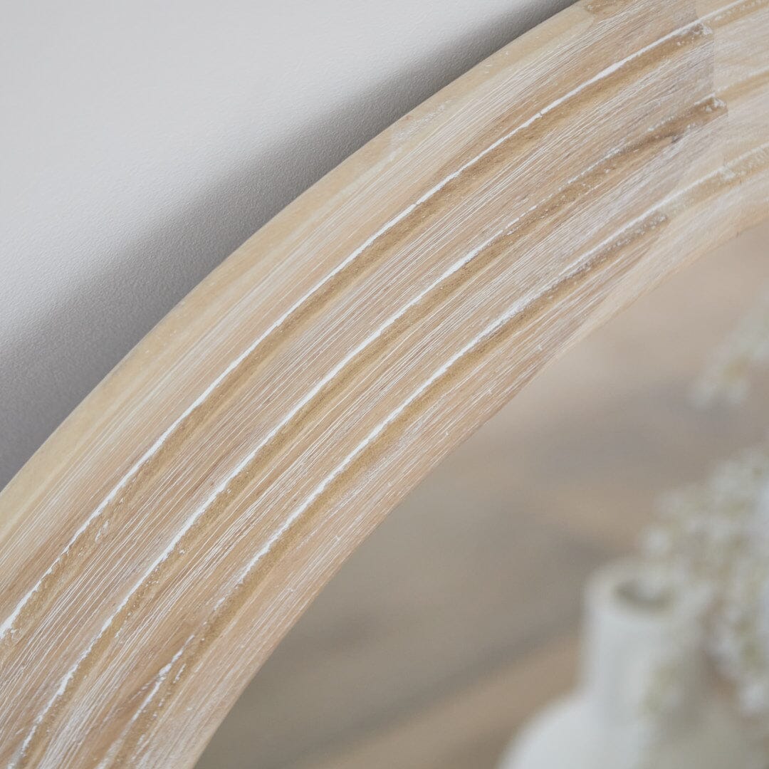 Kubu 70cm Wooden Round Mirror - Whitewash - Image 4