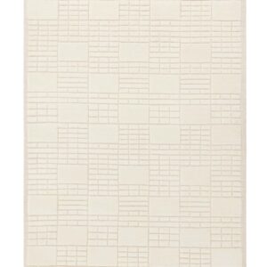 Mosaic cream sculpted wool large rug