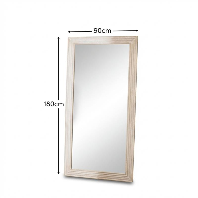 Orkney 180x90cm Wooden Mirror - Whitewash - Image 8