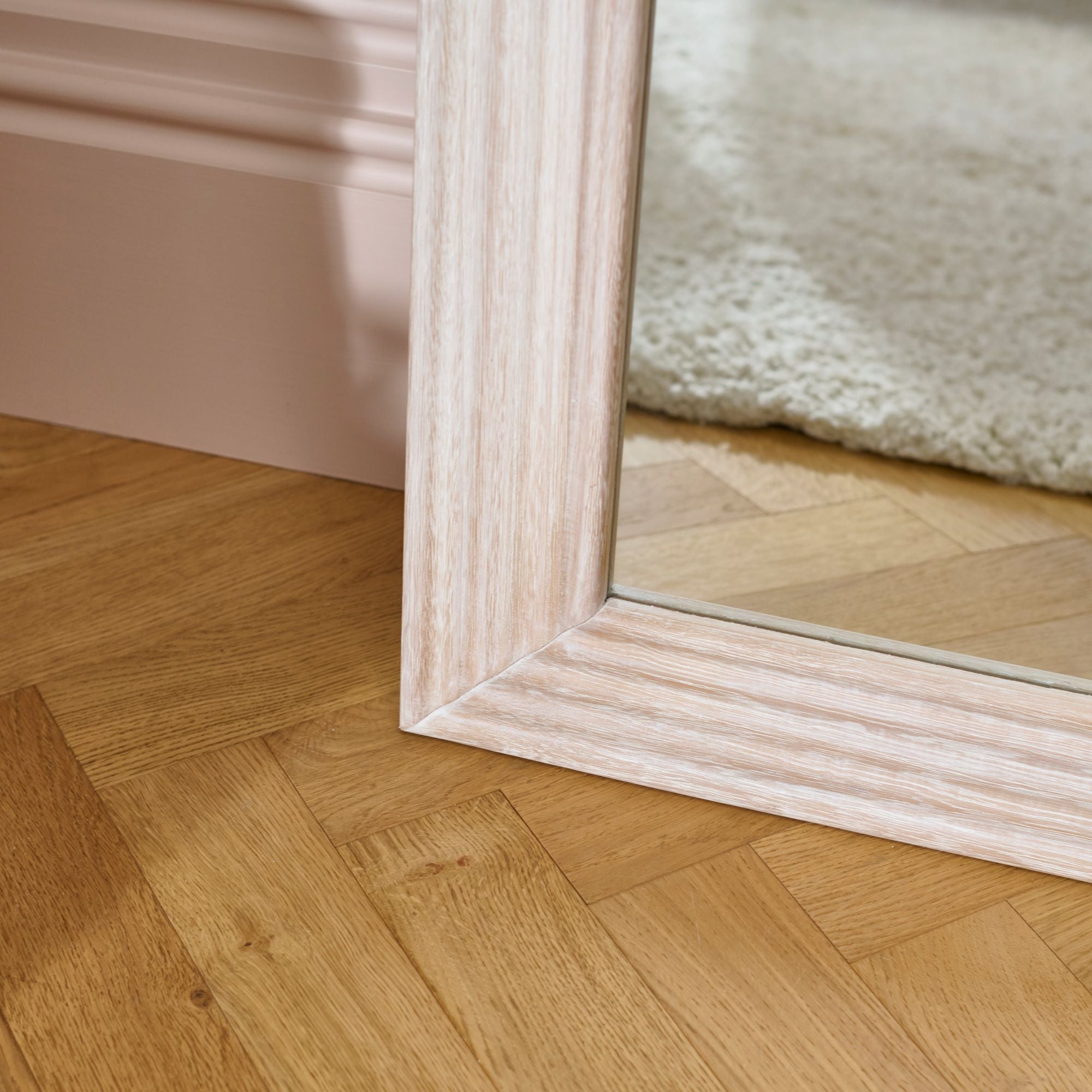 Orkney 180x90cm Wooden Mirror - Whitewash - Image 5