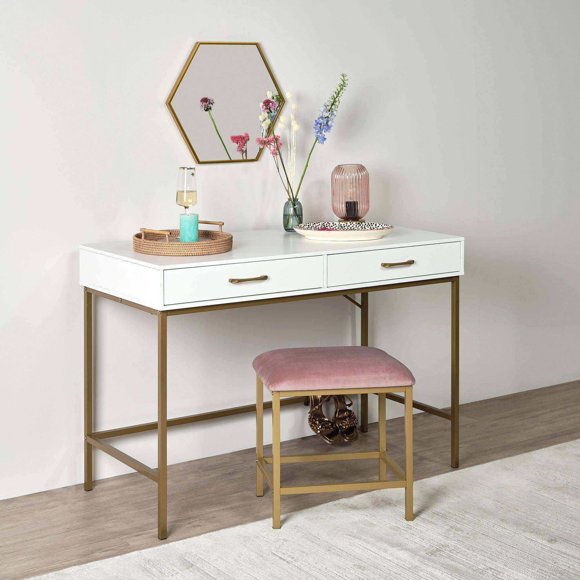 Kirton 50x43cm Metal Hexagon Mirror - Gold - Image 3